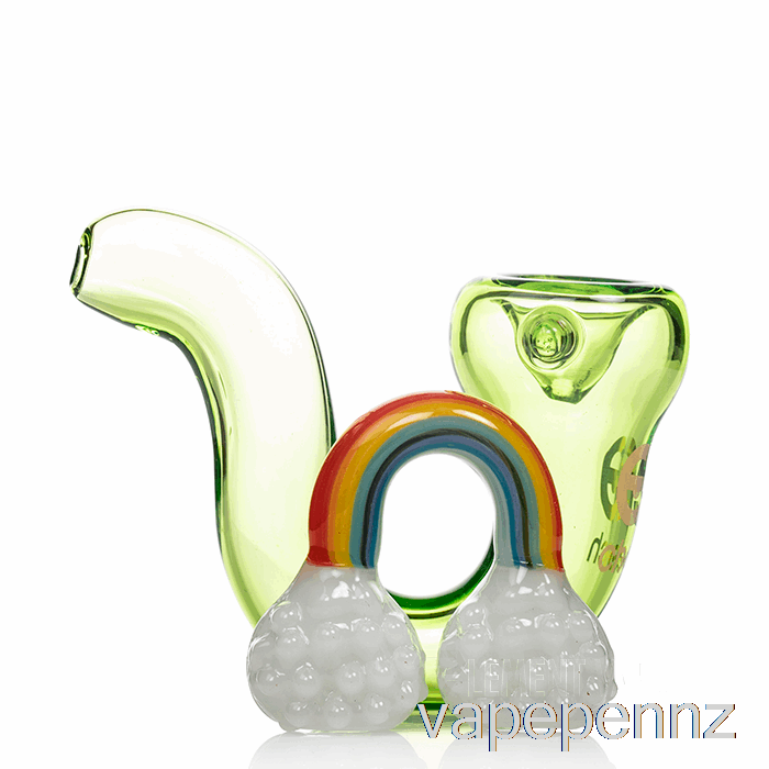 Cheech Glass Rain 'n' Rainbows Hand Pipe Transparent Green VAPE NZ